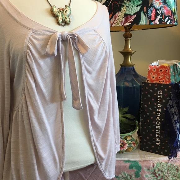 Anthropologie Cake Batter Cardigan Sweater Topper Draped Pleated Palest Blush - Picture 2 of 7